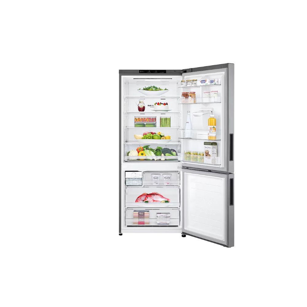Nevera LG Bottom Freezer, 420lts, Tecnología NatureFRESH, Acabado Matte  Black Steel