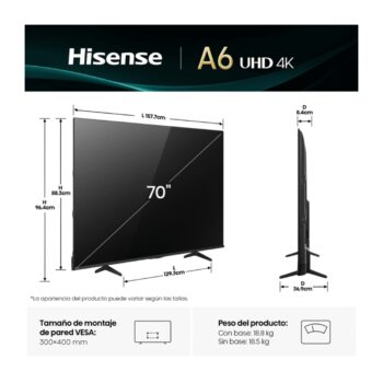 TV Hisense 70" LED UHD 4K Smart TV 70A6NV VIDAA U9